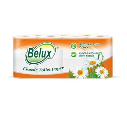 Туалетная бумага Belux 2 слоя, 8 рулонов, 20 м, 170 листов (11.5x9.5 см), белая Семья и комфорт 177