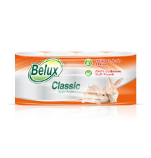 Туалетная бумага Belux Classic 3-х слойная, 8 рулонов, 15 м, 130 листов (11.5x9.5 см), белая Семья и комфорт 274418
