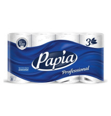 Туалетная бумага Papia Professional 3 слоя, 16.5 метров, 140 листов (9.5x11.8 см), 8 рулонов, белая, Сыктывкар Тиссью Груп 5080998