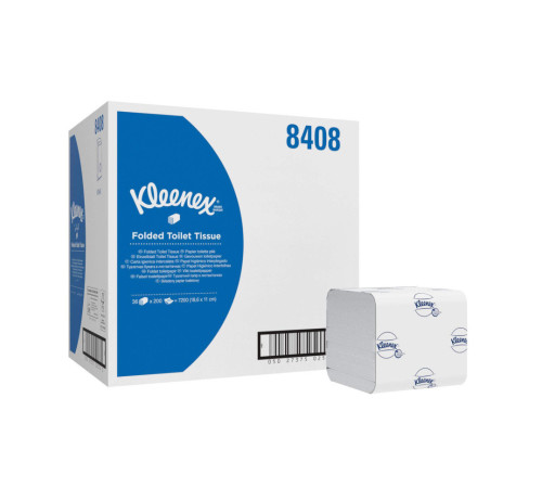 Туалетная бумага листовая Kleenex Ultra 2 слоя, 200 листов, 36 упаковок в коробке, белая, Kimberly-Clark 8408