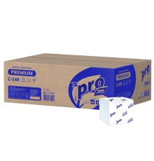 Туалетная бумага листовая V-сложения PROtissue Premium Instant 2 слоя, 250 листов, 40 упаковок в коробке, белая, Сясьский ЦБК С249
