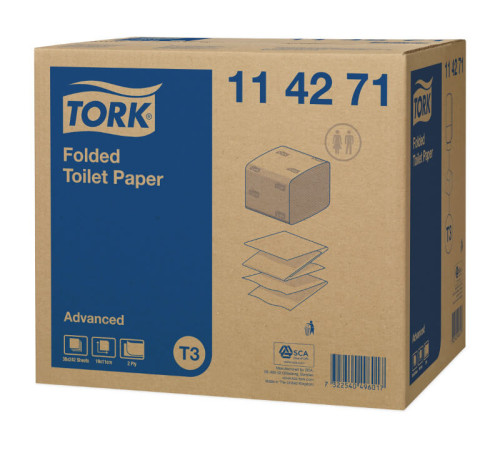 Tork 114271 Туалетная бумага листовая Advanced (T3) 2 слоя, 36 м (19x11 см), белая