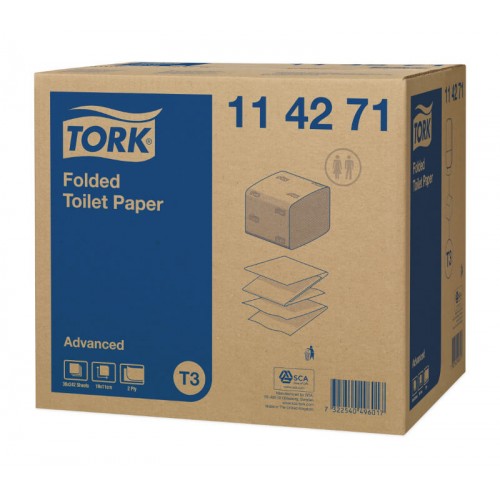 Туалетная бумага листовая Tork Advanced (T3) 2-х слойная, 36 м (19x11 см), белая, арт 114271