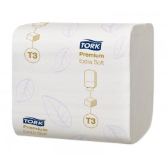 Туалетная бумага листовая Premium (T3) 2-х слойная, 30 м (11x19 см), 252 листа, белая Tork 114276
