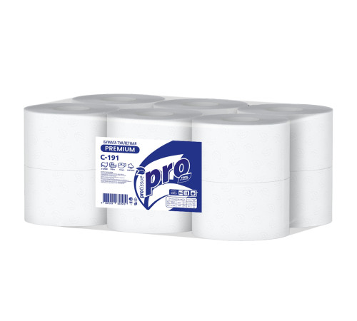 Туалетная бумага PROtissue Premium 2 слоя, 12 рулонов, 170 м, 1360 листов (9,5х12,5 мм), белая, втулка 6 см, Сясьский ЦБК С191 Туалетная бумага PROtissue Premium 2 слоя, 12 рулонов, 170 м, 1360 листов (9,5х12,5 мм), белая, втулка 6 см, Сясьский ЦБК С191