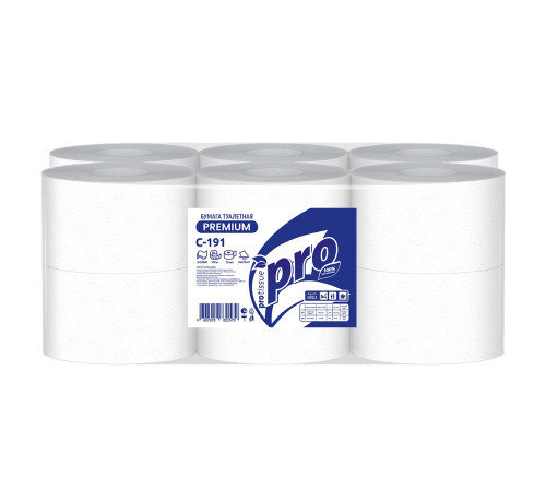 Туалетная бумага PROtissue Premium 2 слоя, 12 рулонов, 170 м, 1360 листов (9,5х12,5 мм), белая, втулка 6 см, Сясьский ЦБК С191 Туалетная бумага PROtissue Premium 2 слоя, 12 рулонов, 170 м, 1360 листов (9,5х12,5 мм), белая, втулка 6 см, Сясьский ЦБК С191