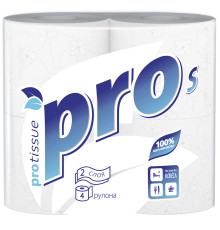 Туалетная бумага PROtissue Premium 2 слоя, 96 рулонов, 23 м, 184 листа (9,6х12,5 см), белая, втулка 4,5 см, Сясьский ЦБК С160