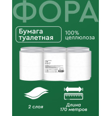 Туалетная бумага PROtissue 2 слоя, 12 рулонов, 170 м, 1360 листов (9х12,5 см), белая, втулка 6 см, Сясьский ЦБК С459