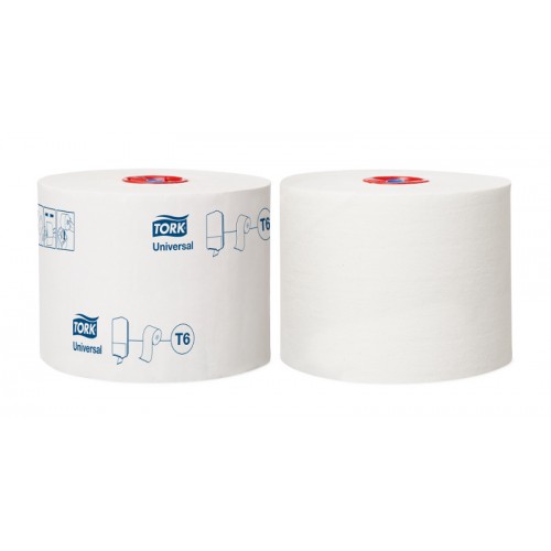 Туалетная бумага Tork Universal Mid-size (T6) 1-слойная, 27 рулонов, 135 м, белая, арт 127540