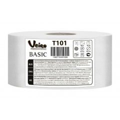 Туалетная бумага Veiro Professional Basic 1-слойная, 6 рулонов, 450 м, натуральный