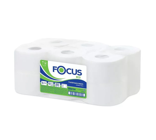 Туалетная бумага FOCUS ECO JUMBO, 1 слой, Белая, 200 м, 12 рулонов 5050784