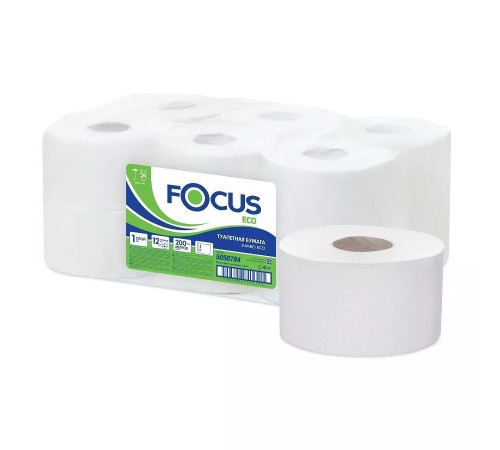 Туалетная бумага FOCUS ECO JUMBO, 1 слой, Белая, 200 м, 12 рулонов 5050784