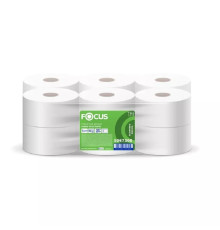 Туалетная бумага FOCUS ECO JUMBO, 1 слой, Белая, 525 м, 12 рулонов 5067300
