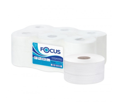 Туалетная бумага FOCUS MINI JUMBO, 2 слоя, Белая, 170 м, 12 рулонов 100065/5036904
