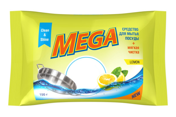 Твердое средство для мытья посуды MEGA, лимон, 150г АМС Кемикал М-13-2