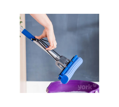 Швабра губчатая ТопМоп, с телескопической рукояткой 65-120 см, YORK 081120, 1/12