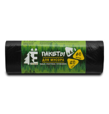 Мешки для мусора 60 л, 20 шт, 6 мкм, 58x68 см, ПНД, черные ППК ЕЛР60-20/45
