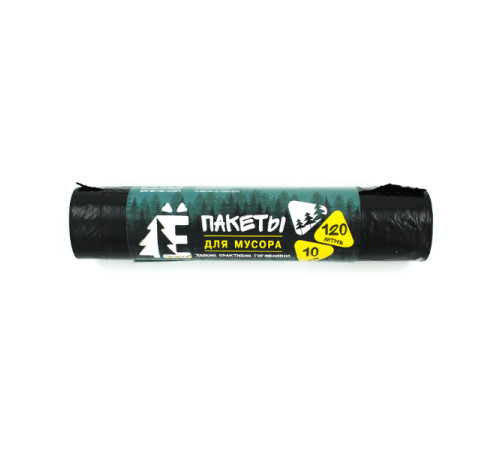 Мешки для мусора 120 л, 10 шт, 20 мкм, 68x105 см, ПВД, черные ППК ЕЛР-ВР-120-10/35/Ч