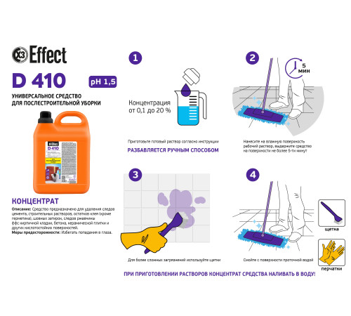 Средство для послестроительной уборки Дельта 410, 5 л Effect 15714 1/2
