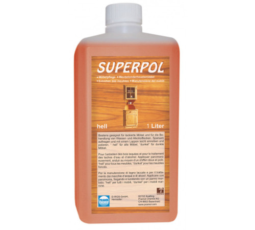 SUPERPOL hell для ухода за мебелью из дерева и обработки пятен от воды и спирта, 1 л PRAMOL 4509.201
