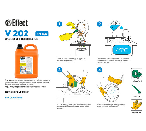 Средство для мытья посуды Вита 202, 1 л, Effect 25676 1/8