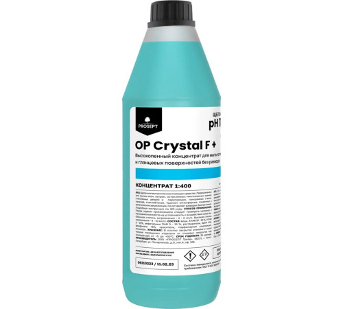 OP Crystal F+ Высокопенное сильноконцентрированное средство для мытья стеклянных фасадов, витрин и поверхностей, 1 л Prosept 903OP-1