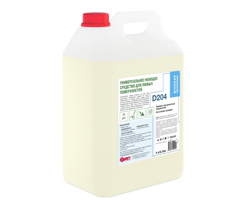 BIOSOAP PROFESSIONAL D204, Универсальное концентрированное низкопенное моющее средство для любых поверхностей, 5 л, АиС, 1/4 BIOSOAP PROFESSIONAL D204, Универсальное концентрированное низкопенное моющее средство для любых поверхностей, 5 л, АиС, 1/4
