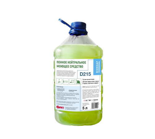 BIOSOAP PROFESSIONAL D215, Универсальное пенное нейтральное моющее средство для ежедневной уборки помещений, 5 л, АиС, 1/4
