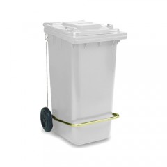 Бак для мусора с педалью и крышкой, на колесах, белый, 240 л TTS 5295