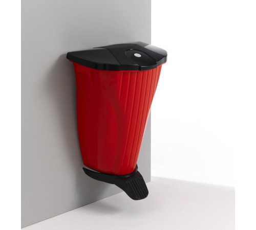 Wall-UP настенное мусорное ведро c педалью и крышкой, красное, 50 л TTS 5840