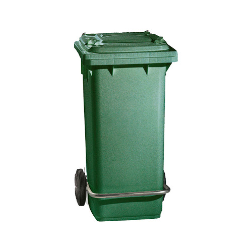 Бак для мусора с педалью и крышкой, на колесах, зеленый, 120 л TTS 5054