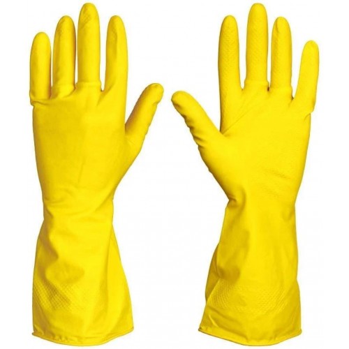 Перчатки хозяйственные латексные с хб напылением желтые L