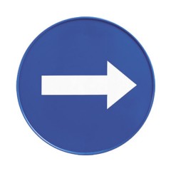 Табличка круглая «Стрелка направления движения» для пирамидального знака, синяя, диаметр 23 см TTS S010810
