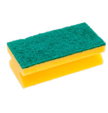 Губка универсальная TET с абразивом и вырезом, 120х65х44 мм, желтая с зеленым абразивом, 1/600 TET Г-33Н