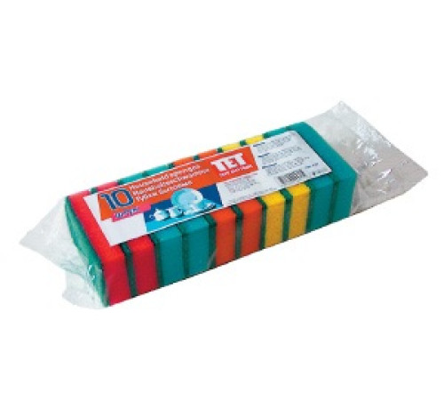 Губки для посуды TET, 80х50х25 мм, 10 шт в упаковке, 1/30 TET Г-28