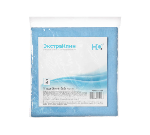 Салфетка нетканая микроволоконная ЭкстраКлин, синяя, 5 шт/уп, 40х40 см, 130 г/м² HQ Профилайн 77210 /10/1