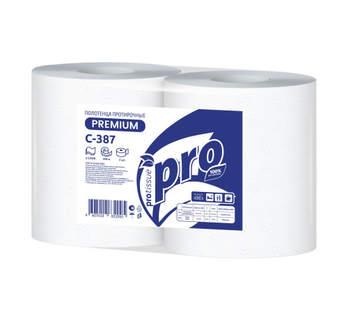 Полотенца PROtissue Premium бумажные протирочные 2 слоя, 350 м, 1000 листов (24х35 см), белые. 2 рулона, диаметр втулки 7,6 см Сяський ЦБК С387 Полотенца PROtissue Premium бумажные протирочные 2 слоя, 350 м, 1000 листов (24х35 см), белые. 2 рулона, диаметр втулки 7,6 см Сяський ЦБК С387