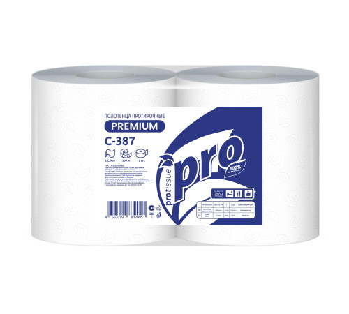 Полотенца PROtissue Premium бумажные протирочные 2 слоя, 350 м, 1000 листов (24х35 см), белые. 2 рулона, диаметр втулки 7,6 см Сяський ЦБК С387 Полотенца PROtissue Premium бумажные протирочные 2 слоя, 350 м, 1000 листов (24х35 см), белые. 2 рулона, диаметр втулки 7,6 см Сяський ЦБК С387